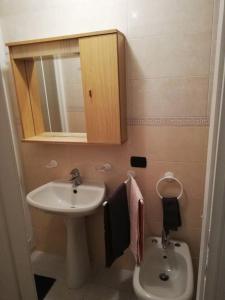 a small bathroom with a sink and a toilet at CENTRO e PARCO 10 min - flat in Monza in Monza
