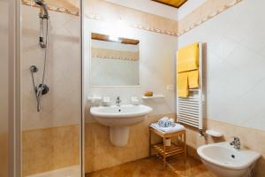 丰特博兰达Agriturismo La Sorgente的带水槽和淋浴的浴室