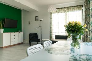 Televízia a/alebo spoločenská miestnosť v ubytovaní Zielone Apartamenty