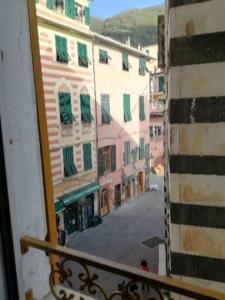 a view of a city street from a window at a casa di renata in Monterosso al Mare