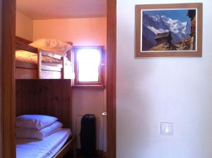 Katil dua tingkat atau katil-katil dua tingkat dalam bilik di 2 Appartements à Chamonix centre ville, vue Mont-Blanc, Lyret ou Morgane