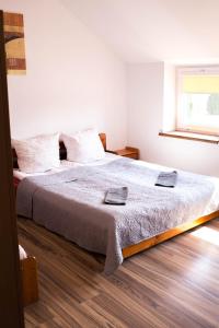 En eller flere senge i et værelse på Hotelik Okęcie 39 - Parking i transfer na lotnisku