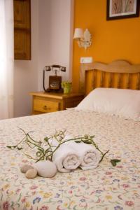 a room with a bed with a towel on it at Astur Regal in Cadavedo