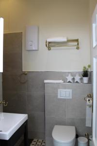 a bathroom with a toilet and a sink at Logierhaus Stadt Lyon in Bad Ems