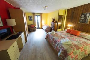 a hotel room with a bed and a television at Hotel Gran Baita in Folgarida