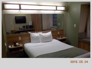 a bedroom with a bed and a desk at Microtel Inn & Suites by Wyndham Saraland in Saraland