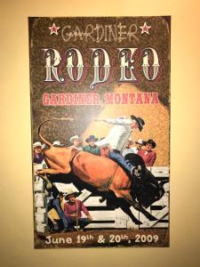 a book with a picture of a horse on it at Cowboy's Lodge in Gardiner
