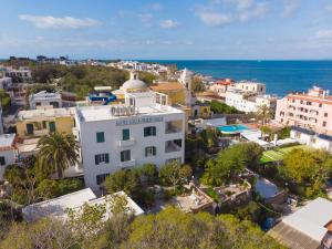 widok miasta z lotu ptaka z widokiem na ocean w obiekcie Villa Panoramica - Ischia Ponte w mieście Ischia