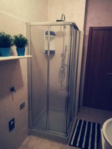 eine Dusche mit Glastür im Bad in der Unterkunft Residence Vigliani in Mailand