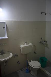 a bathroom with a toilet and a sink at Hotel Khan Manzil in Leh