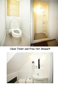 y baño con aseo y ducha de agua caliente gratuita. en Nomad Hostel East, en Tokio
