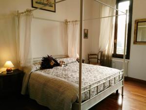 a bedroom with a bed with two dogs laying on it at Ponte San Lorenzo apartment in Venice