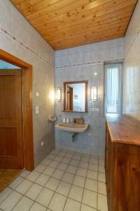 a bathroom with a sink and a mirror at Haus Agnes, Murau in Murau