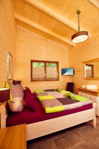 1 dormitorio con 1 cama grande en una habitación en Ferienhaus Orchidee en Rieden
