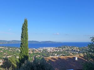 a view of a town with a tree and the ocean at Apartment Les Jardins d'Azur by Interhome in Cavalaire-sur-Mer
