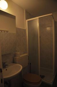 a bathroom with a shower and a toilet and a sink at Apartment Gordana in Cres +27 photos