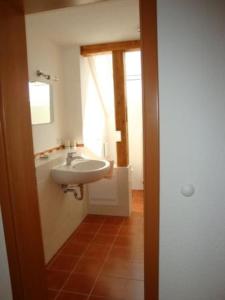 a bathroom with a sink and a mirror at Gasthof zum Goldenen Kreuz in Wilhelmsdorf