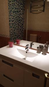 a bathroom counter with a sink and a mirror at Apartment Valencia in Valencia