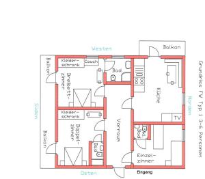 The floor plan of Haus Annemarie Apartments Kartitsch - Hochpustertal