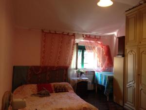 ein Schlafzimmer mit einem Bett, auf dem eine Katze liegt in der Unterkunft una stanza in un appartamento in Genua