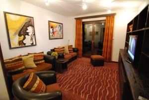 塞博登的住宿－安德里亞豪斯酒店，带沙发和电视的客厅
