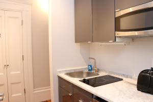 eine Küche mit einer Spüle und einer Arbeitsplatte in der Unterkunft Charming & Stylish Studio on Beacon Hill #11 in Boston