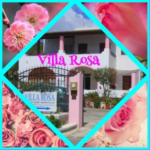 un collage de flores frente a un edificio en Villa Rosa, en Lipari