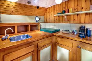 a kitchen with wooden cabinets and a sink at Asile Flottant in Amsterdam +54 photos