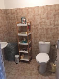 uma casa de banho com um WC e um lavatório em Maison em Damblain