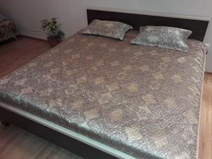 ein Bett mit zwei Kissen darauf in der Unterkunft Элитная Люкс квартира с видом на реку Иртыш! in Pawlodar