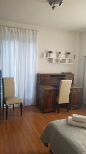 1 dormitorio con escritorio, 2 sillas y 1 cama en Homestay Dodo, en Lugano