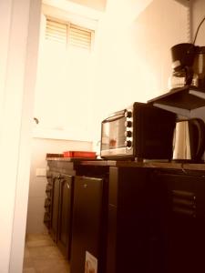 布宜諾斯艾利斯的住宿－Excelente departamento en Retiro，厨房的台面上配有微波炉