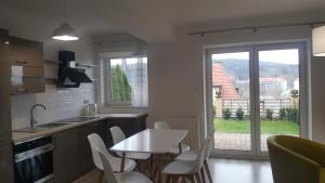 Kuchyňa alebo kuchynka v ubytovaní Apartament z widokiem-Bliżej Zdroju