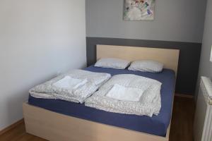 Tempat tidur dalam kamar di Skopje Home 1