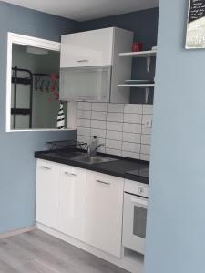 Kuchyň nebo kuchyňský kout v ubytování HEMNES Apartman