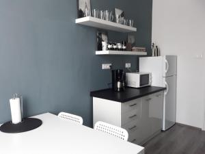 Kuchyň nebo kuchyňský kout v ubytování HEMNES Apartman