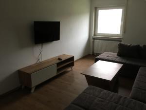 巴特拉珀瑙的住宿－Riedwiesen，带沙发和平面电视的客厅