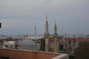 a view of a city skyline with mosques at Hotel Aksaray in Istanbul