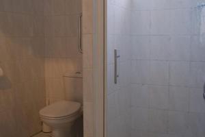 a bathroom with a toilet and a shower at Sluizeweidje Texel in Den Burg +12 photos