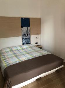 Schlafzimmer mit einem großen Bett und einem Fenster in der Unterkunft Albergo Campeggio Bommartini in Malcesine