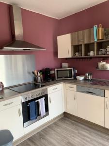 Kuchyň nebo kuchyňský kout v ubytování Moderne Ferienwohnung mit Balkon im schönen Saarland