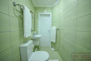 a bathroom with a toilet and a sink at Centro Apartments in Sremska Mitrovica