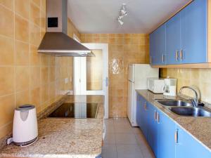 デニアにあるApartment Residencial Mediterráneo by Interhomeのキッチン(青いキャビネット、シンク付)