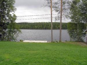 KurkimakiにあるHoliday Home Talvikki by Interhomeの木々と家の湖の景色