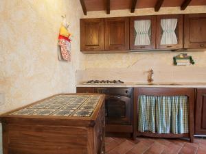 a kitchen with a stove and a sink and a counter at Holiday Home Poggiolo by Interhome in Roccastrada