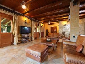 a living room with leather furniture and a flat screen tv at Villa Villa Mina by Interhome in Monte Compatri