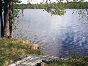 UkkohallaHoliday Home Mustikkainen by Interhome的湖畔木甲板