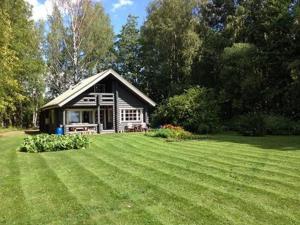 a small cabin in a field with a large grass yard at Holiday Home Kivilahti by Interhome in Iltasmäki