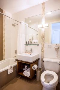 een badkamer met een wastafel en een toilet bij Condor Hotel by LuxUrban, Trademark Collection by Wyndham in Brooklyn