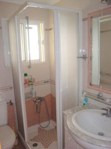 a bathroom with a sink and a toilet and a shower at Nice double room in Alicante in Alicante